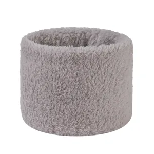 Cozy grey fleece neck warmer soft plush infinity scarf warm winter collar for men and women