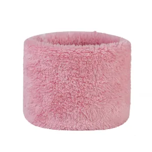 Pink plush neck gaiter winter warm fluffy snood scarf soft fleece collar for women men