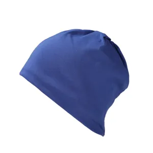 Bonnet slouchy bleu polyvalent en coton et tour de cou pour l'automne et l'hiver.