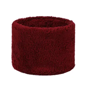 Faux rabbit fur neck warmer detail shot, soft plush winter thermal solid color scarf for daily use.