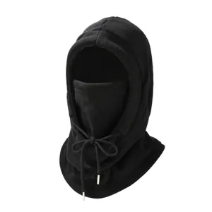 Passamontagna termico nero invernale, maschera facciale antivento in pile per sport all'aperto