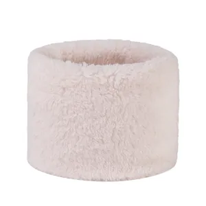Close-up view of the soft faux rabbit fur texture of the winter warm neck warmer scarf.