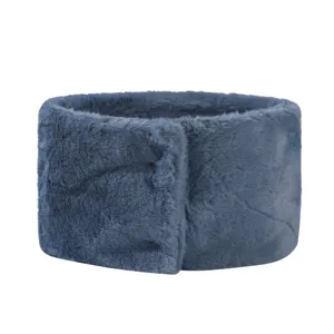 Autumn winter faux fur neck warmer for men women warm plush solid color pull on scarf