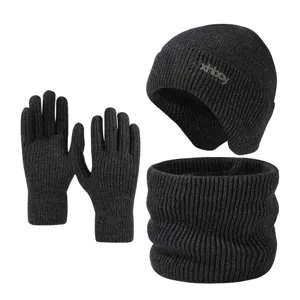 Ensemble bonnet gants et écharpe en tricot chaud d'hiver pour hommes et femmes épais.