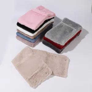 Winter faux rabbit fur neck warmer soft plush warm scarf for women and men solid color
