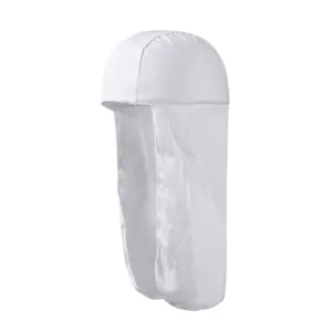 Weisser Outdoor Sonnenschutzhut mit langem Nackenschutz atmungsaktives Mesh Angelkappe
