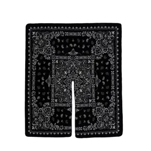 Schwarzer Paisleymuster Strickponcho, stilvolles Schlitz-Design, warme Herbst Wintermode.