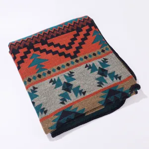 Retro ethno geometrischer Strick Schal fur Damen und Herren outdoor Reise Decke wrap
