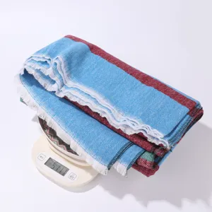 Farbblock gestreifter Schal und Decke, gemuetlicher warmer Umhang fuer Damen Alltag.