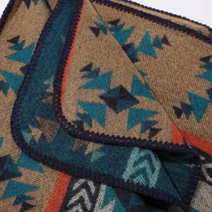 Vintage geometrisches gewebtes Schal Detail, retro ethnischer Stil Decke fuer Damen und Herren.