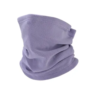 Braga de cuello polar morada detalle, calentador térmico suave para ciclismo de invierno.