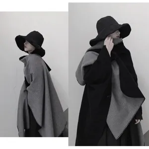 Stylish versatile cashmere feel split cape winter warm unisex ethnic style shawl scarf