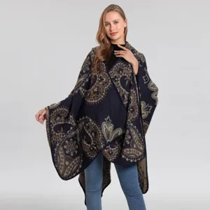 Modische Damen Boheme Kapuze Strick Umhang Schal Winter warmer Poncho fur Damen Alltag