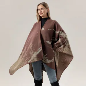 Women's knitted poncho cape shawl stylish casual autumn winter outerwear comfortable warm design