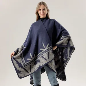 Γυναικείο Μόδας Jacquard Μοτίβο Απομίμηση Cashmere Σάλι Κάπε Casual Ανοιχτό Μπροστά Poncho Κουβέρτα Πανωφόρι