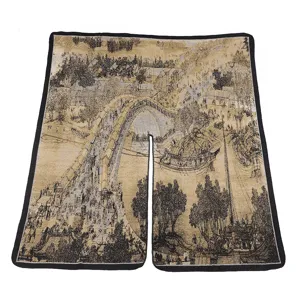 Gebreide sjaal-cape met kasjmier-look en klassieke Qingming-print met stijlvolle split.