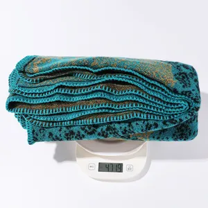 Klassieke vrouwen gebreide sjaal cape deken warme winter mode accessoire blauwgroen bruin