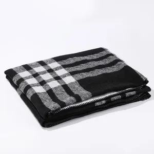Black and white plaid knitted shawl winter warm thick scarf fashion classic cape wrapper