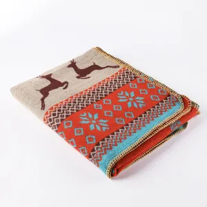 Ethnic style knitted shawl winter warm cashmere-feel scarf Christmas cape blanket decor