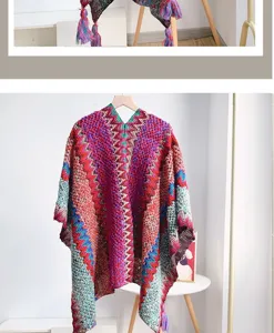 Etnische stijl mohair sjaal cape voor vrouwen, ideaal voor herfst winter reizen fotografie.
