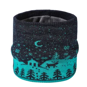 Kinderen Winter Warm Gebreide Nekwarmer Schattig Herten Motief Fleece Gevoerd Verdikte Sjaal