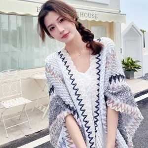 Dames etnische mohair sjaal winter gebreide cape gezellige reissjaal stijlvol