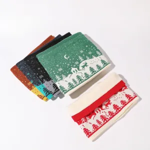 Kinderen Kerst Fleece Gevoerde Gebreide Nekwarmer Warm Winter Sjaal Set Kleuren