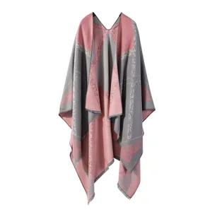 Femmes Rétro Léopard ÉlÉphant Polyester Jacquard Châle Double Face Épaissi Chaud Longue Écharpe Mode Automne Hiver