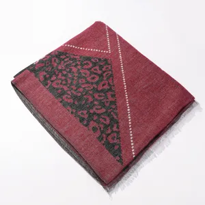 Automne hiver rétro léopard écharpe géométrique femme chaud épais mode châle frange