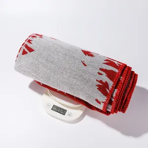Knit scarf detail shot showing fabric texture and weight, perfect for winter holiday styling.