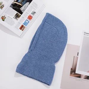 Winter knitted hooded balaclava fake collar pullover woolen scarf for women and men.