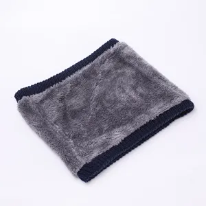 Thickened fleece-lined knitted neck warmer snood scarf for winter warmth and cozy daily wear.