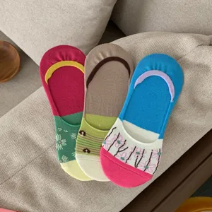 Korean style colorblock floral low cut invisible boat socks for women, thin summer short socks.