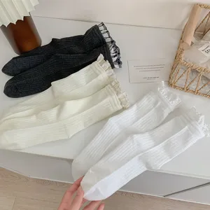 Spring summer women vintage lace mid-calf socks Japanese sweet ruffle stackable casual socks