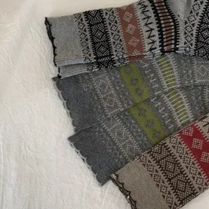 Chaussettes vintage rétro en tricot laine femme hiver slouch ethnique mi-mollet