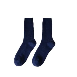 Damen dunkelblaue thermische Winter-Frotteesocken, weiche, kuschelige, fleecegefütterte Socken.
