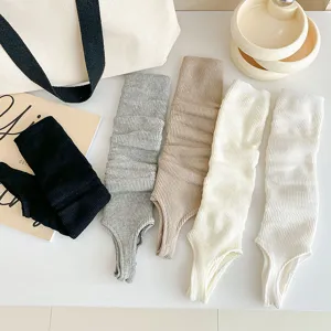 Spring summer thin knit ballet style stirrup leg warmers solid color slim calf sleeves