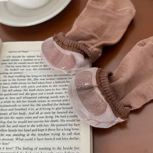 Details of summer thin women's shallow invisible socks with cute non-slip grip soles.