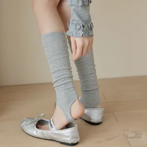 Spring summer thin knit ballet style stirrup stack socks solid color slimming leg warmers