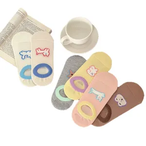 Cute cartoon puppy embroidered women boat socks summer thin breathable invisible socks