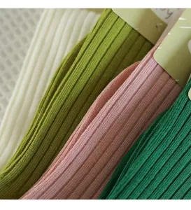 Women spring summer ribbed mid-tube socks colorful daily casual breathable cotton socks