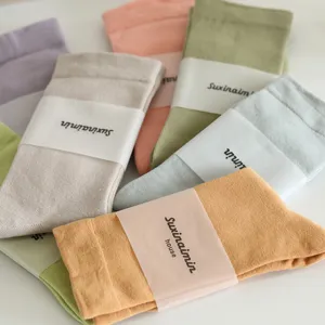 Candy color slouch socks for women, Morandi style solid mid tube socks, comfortable & stylish.