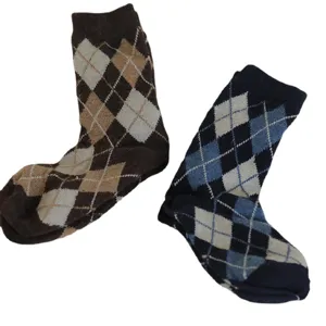 Calze a Tubo Medio Invernali Calde e Spesse in Lana da Donna Retro Argyle Stile Britannico Casual Confortevole Moda Quotidiano