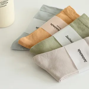 Women candy color mid-tube socks Morandi series solid color casual daily socks main view