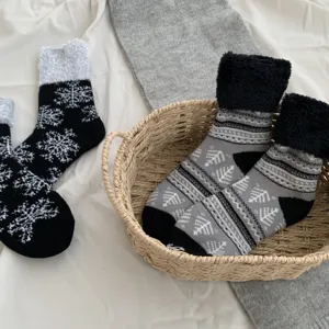 Cozy thick winter fuzzy socks with classic snowflake and Nordic patterns for extreme cold warmth.