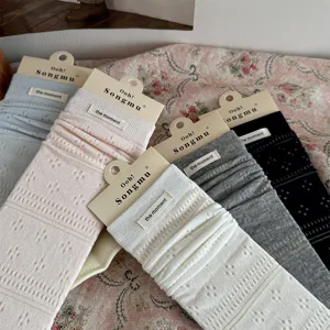 Women breathable hollow mesh mid-tube stack socks spring summer stylish casual wear new