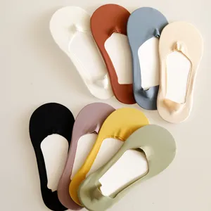 Detailed view of women's summer thin ice silk invisible low-cut boat socks in vibrant colors.