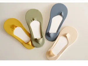 Summer thin ice silk women invisible socks low cut anti-slip boat socks breathable soft