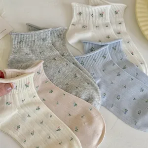 Calcetines de mujer florales bonitos, transpirables finos diseño primavera verano.