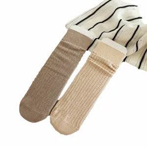 Ribbed slouch socks for women, cozy winter warm cotton knit mid-calf hosiery daily.